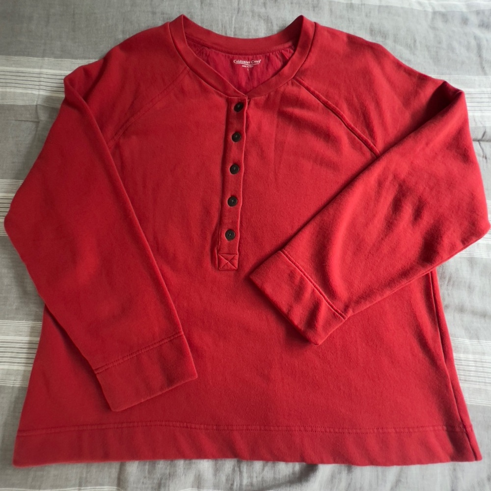 Coldwater Creek red soft sweatshirt pullover
henley style size Large EUC